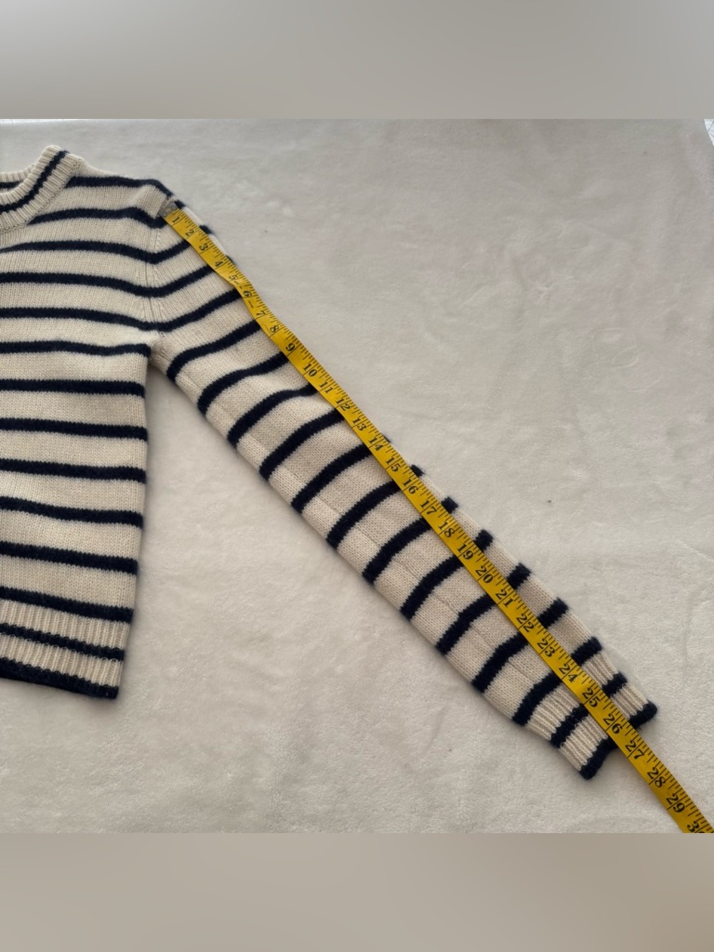 La Ligne Hardy Striped 100% Cashmere Pullover Sweater Medium Blue Cream Knit - Picture 13 of 13